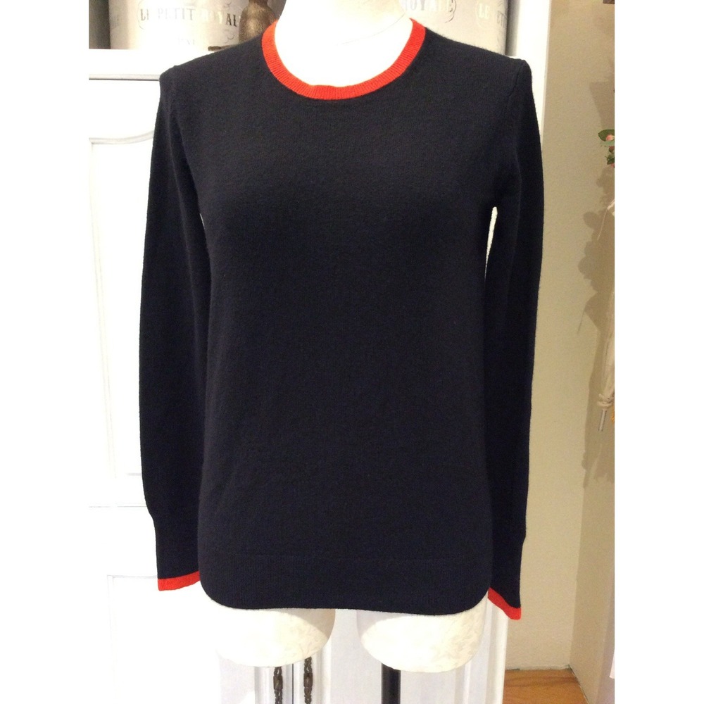 Saks Fifth Avenue Small Blue orange Cashmere Crew Neck Knit Soft Pull Over